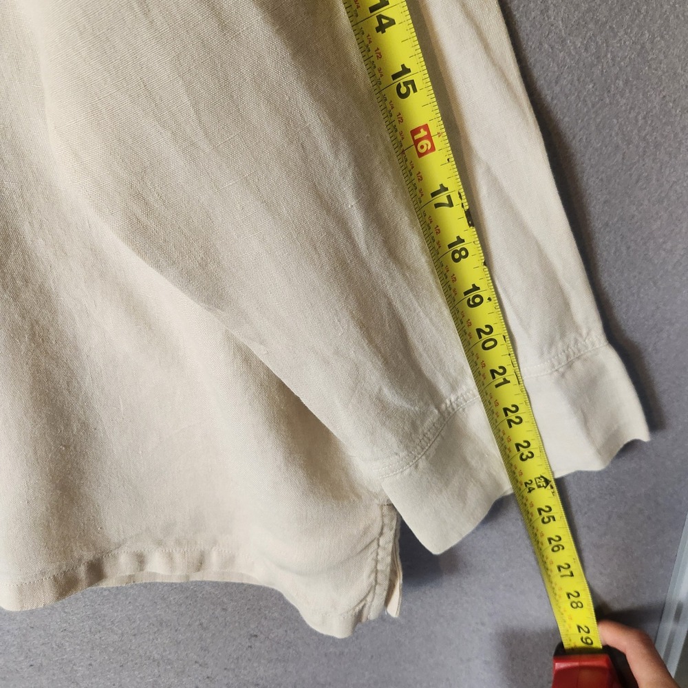 Parachute Linen Shirt Women's Medium Beige Button Down Relaxed Fit Minimalist - Picture 6 of 7
